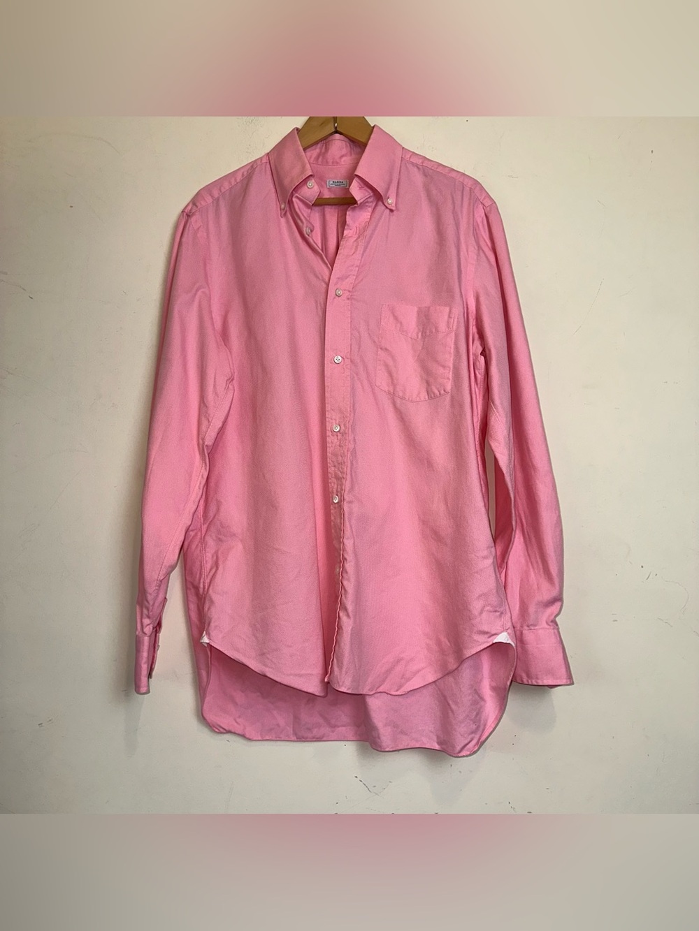 Barba Napoli Shirt Mens Large Pink Cotton Italy Long Sleeve Button Down Office
